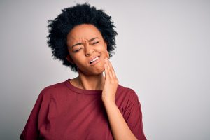 woman with broken tooth