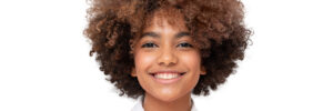 smiling teen with afro